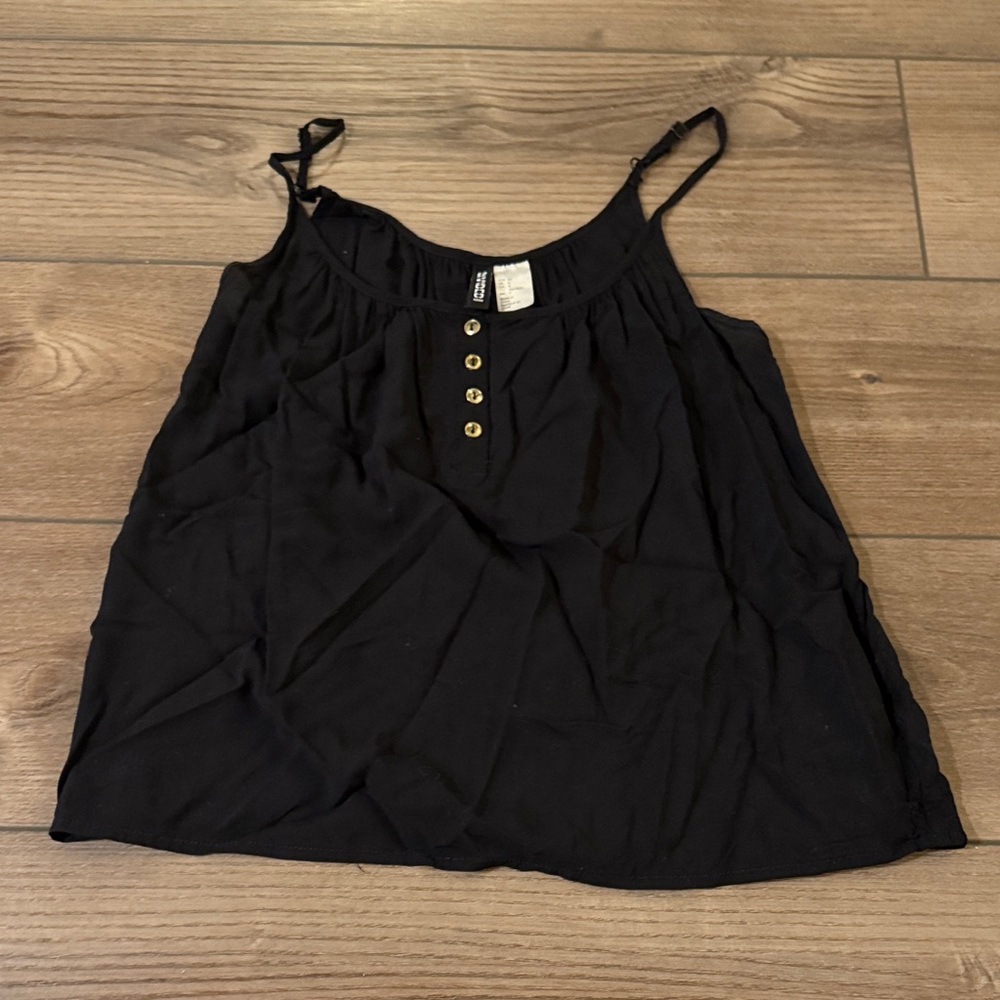 *H&M Black Tank Top with Button Detail